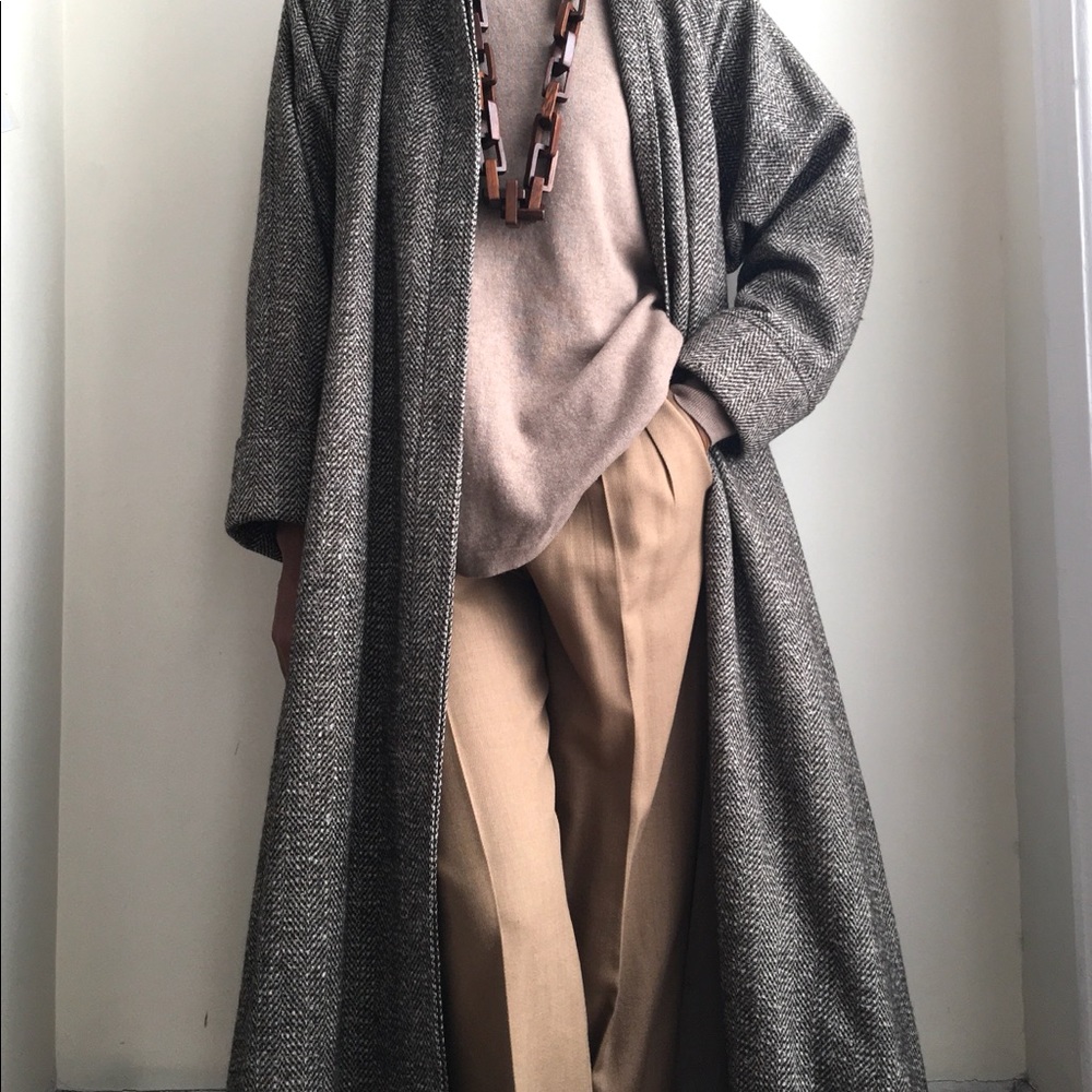 Gucci Vintage Long Gray Tweed Oversize Coat